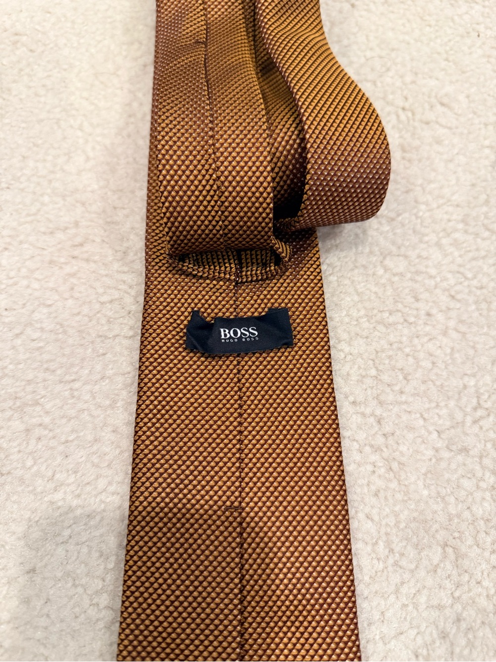 BOSS Men's Textured Copper Brown Silk Tie